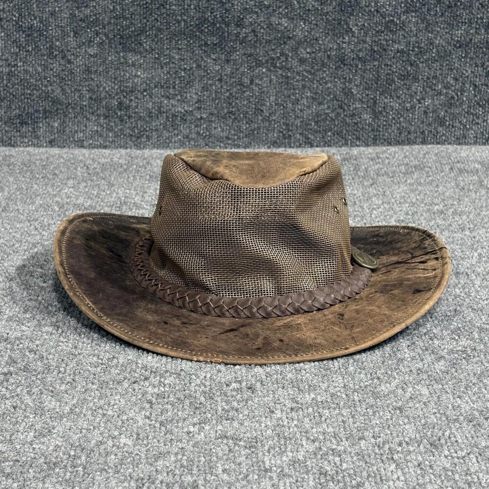 Outback Survival Gear Hat Cowboy Fitted Womens Large Brown Kangaroo Oily Cooler